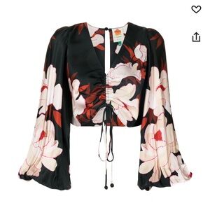 FARM RIO Cropped Peony Blouse (size S)